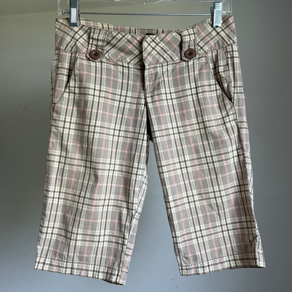Vintage 90s Y2K‎ Low Waisted Rise Long Bermuda Shorts Capris Grunge Academia